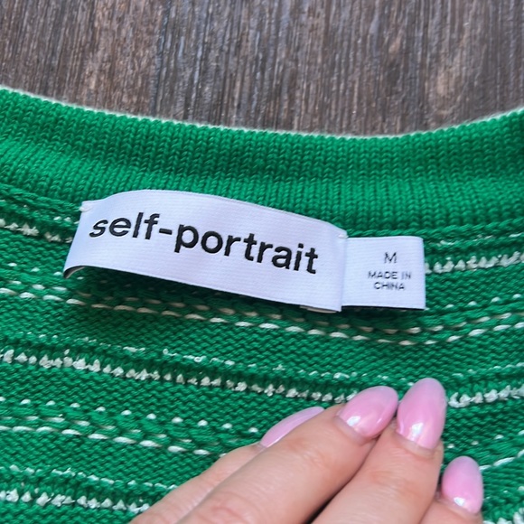 SELF-PORTRAIT Stripped cotton-blend cardigan - Picture 5 of 6